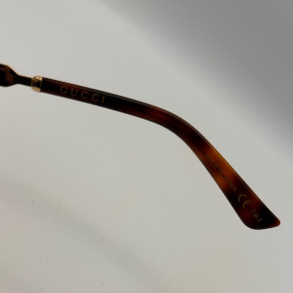 Gucci GG Sunglasses GG0079SK Women's Brown Tortoise Gold Arms Classic Stripe - Picture 7 of 9